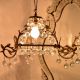 Vintage Italian Style Brass Enameled Chandelier with Octagonal Crystal Drops